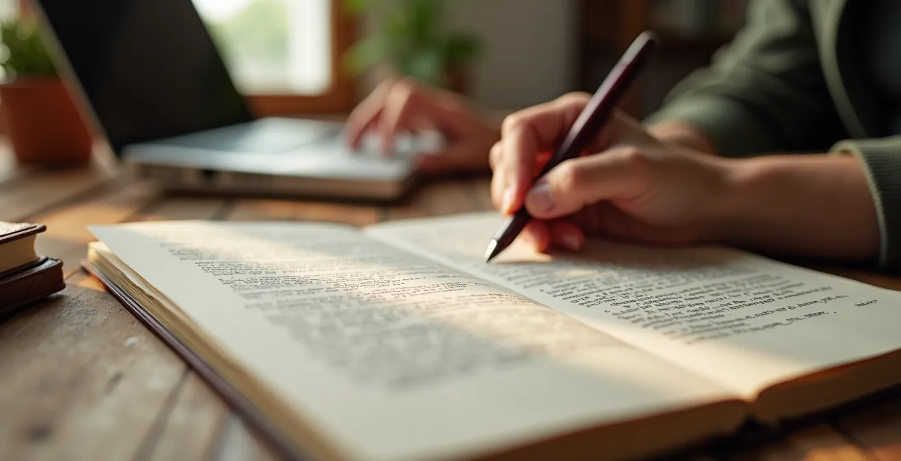 Profesional estudiando certificaciones online en ambiente de trabajo moderno