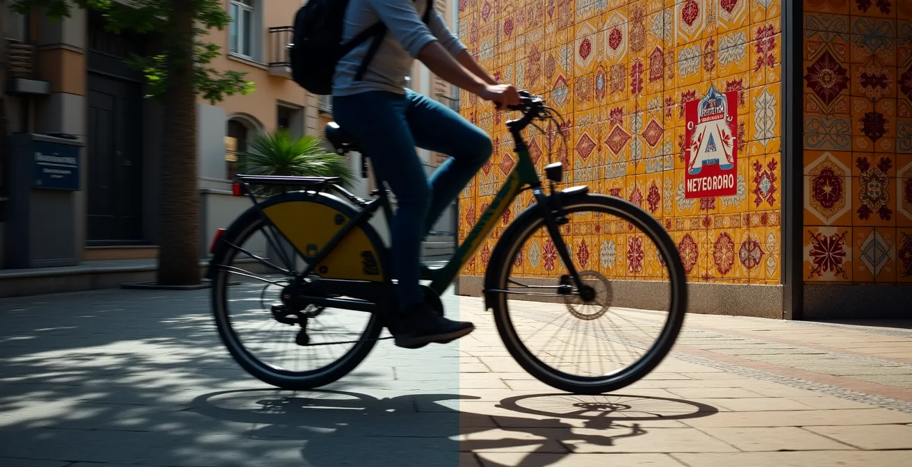 Comparación visual entre bicicleta compartida y metro en una ciudad española