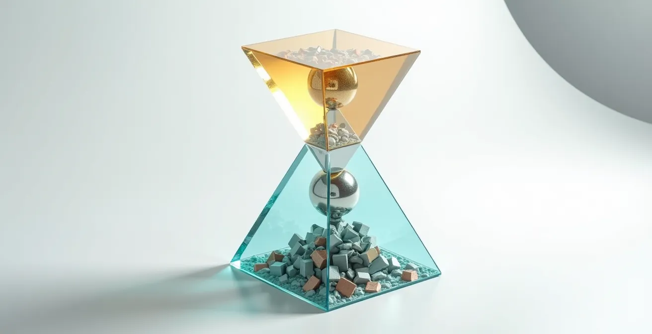 Estructura visual de pirámide invertida mostrando la jerarquía de la información en una comunicación ejecutiva, de la conclusión al detalle.