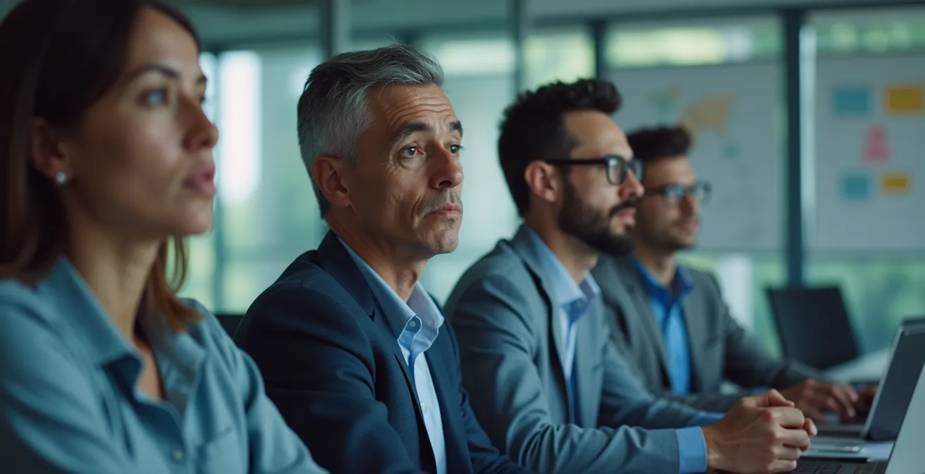 Empleados participando en rituales de integración de la nueva cultura corporativa